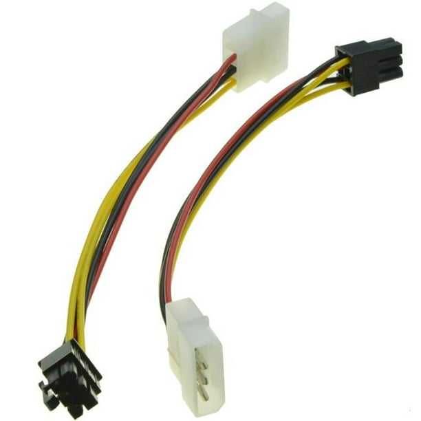 3 Packs 3.5 6-Pin PCI Express Power Adapter Cable Dual Molex Power into a PCIe 